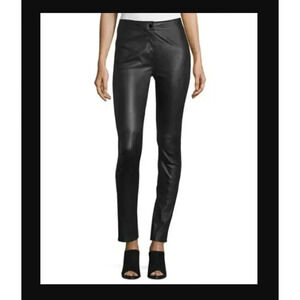Black Warrior Paneled Pants Sz 0 Women's 100% Lamb Leather Diane von Furstenberg